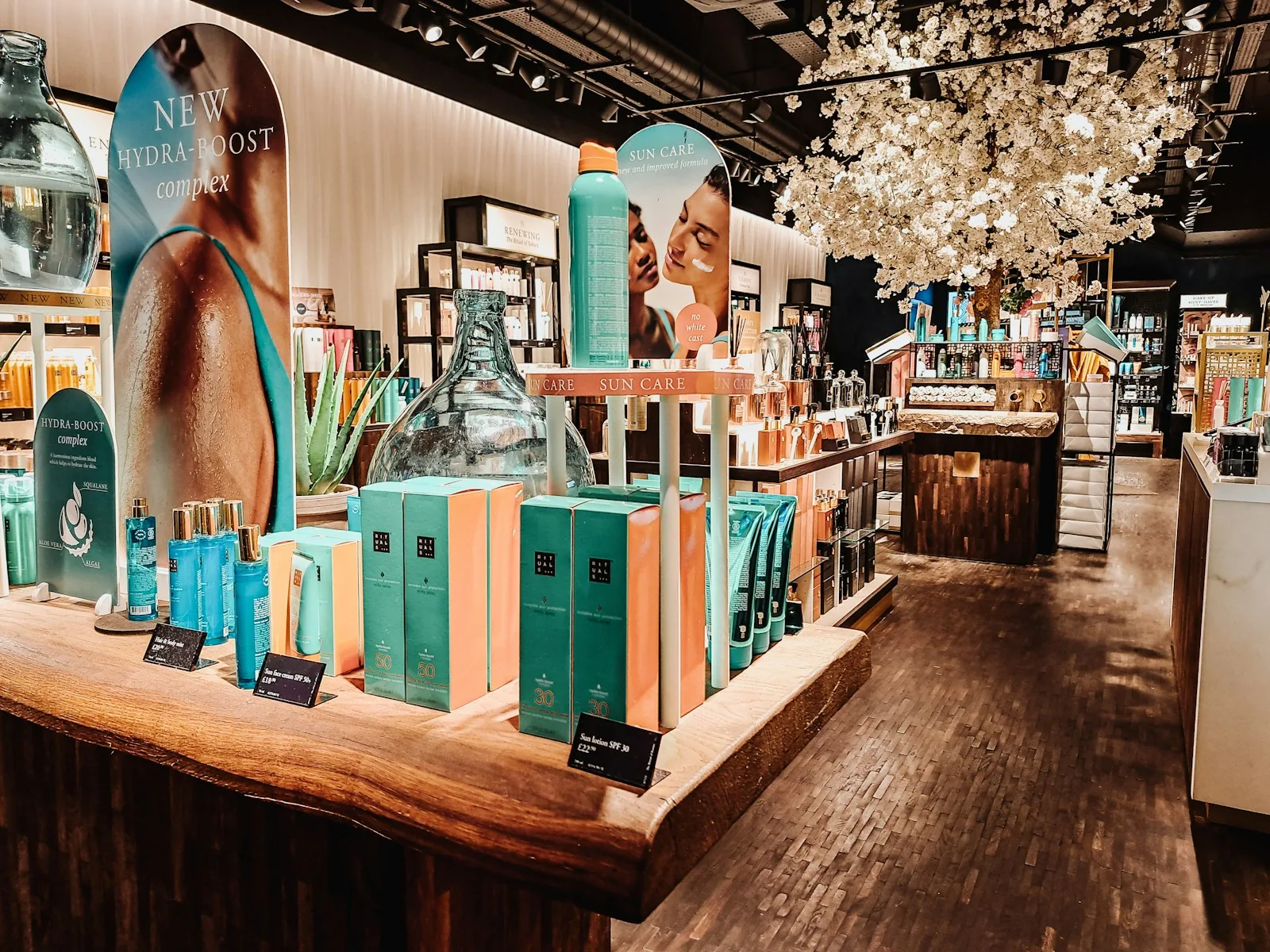 beauty product display counter