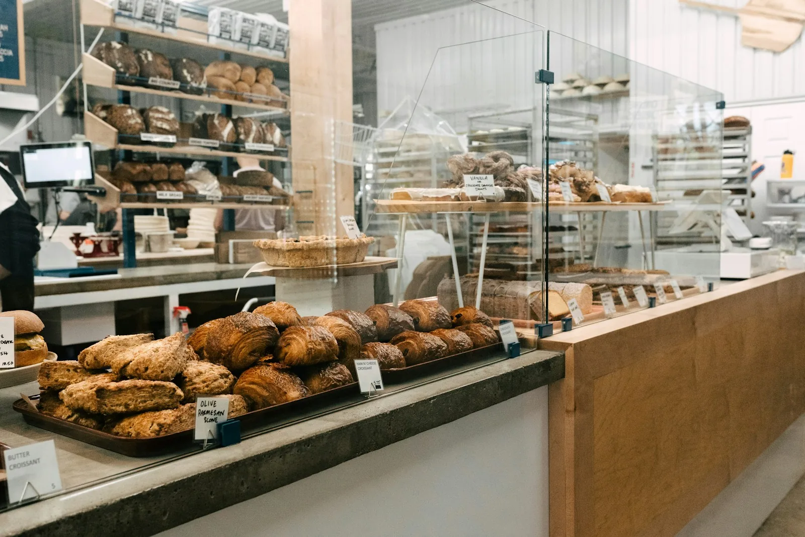 colorful bakery products display store