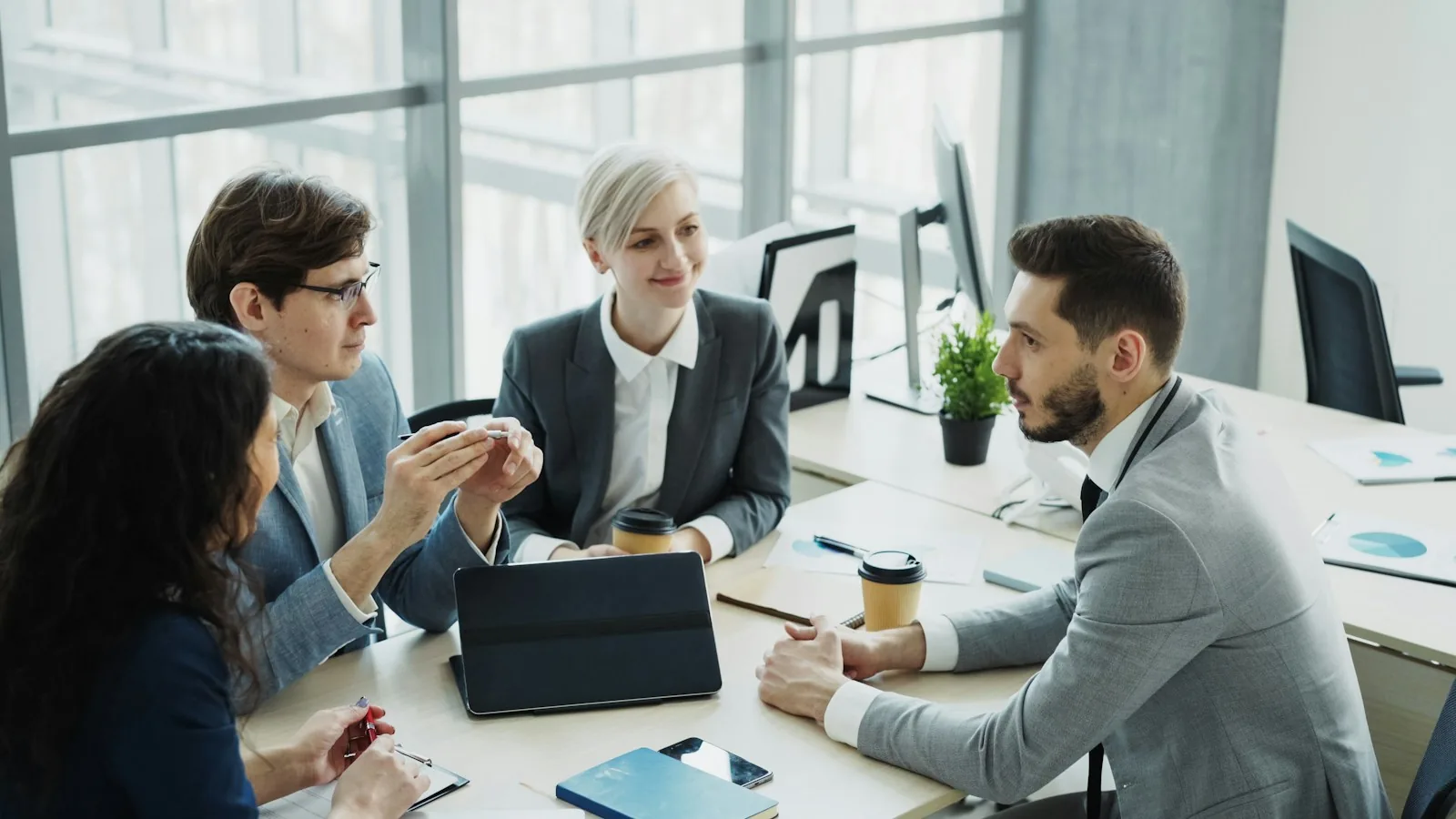 corporate office meeting finance discussion