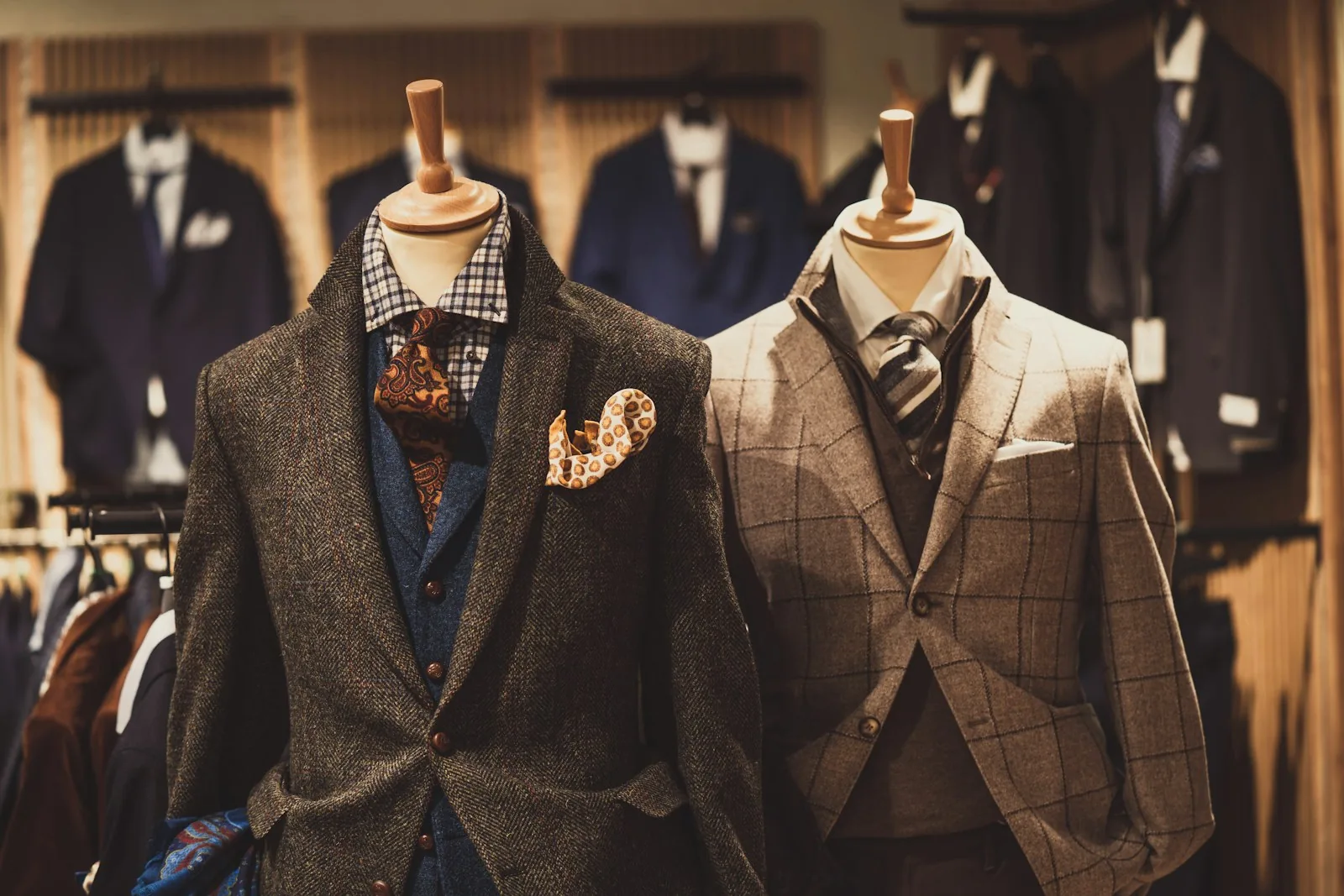 custom tailored suit display