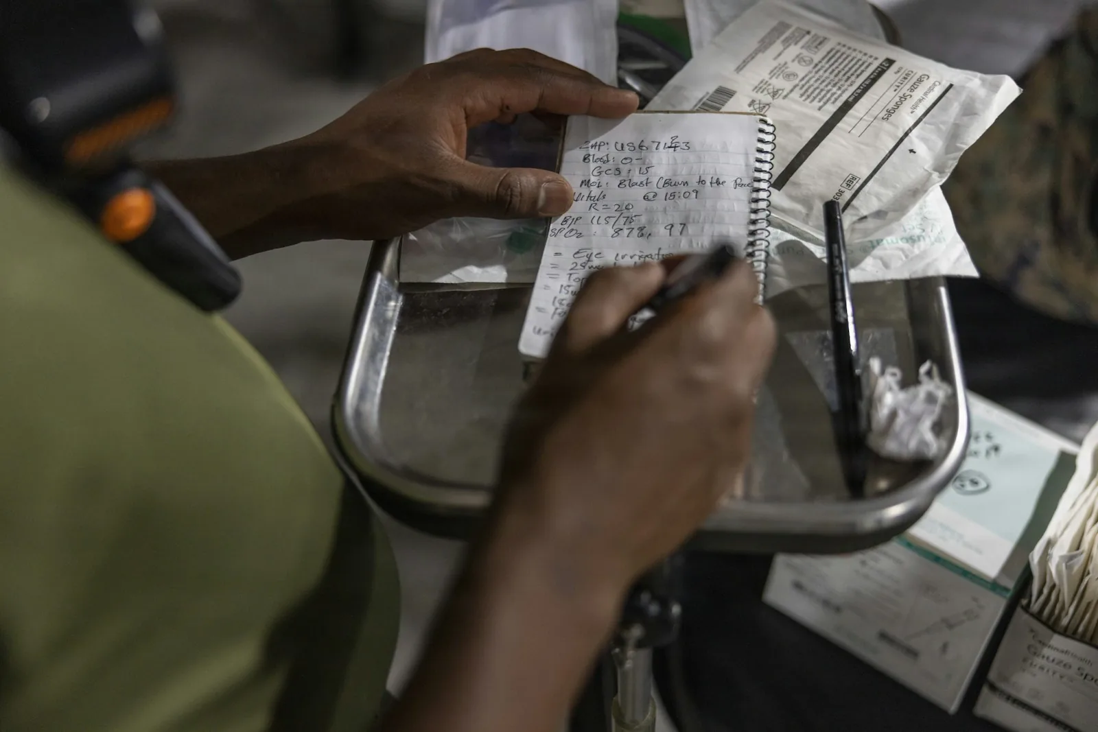 customer examining grocery receipt