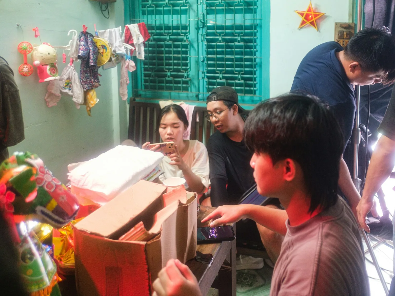 customer receiving clothing delivery at home
