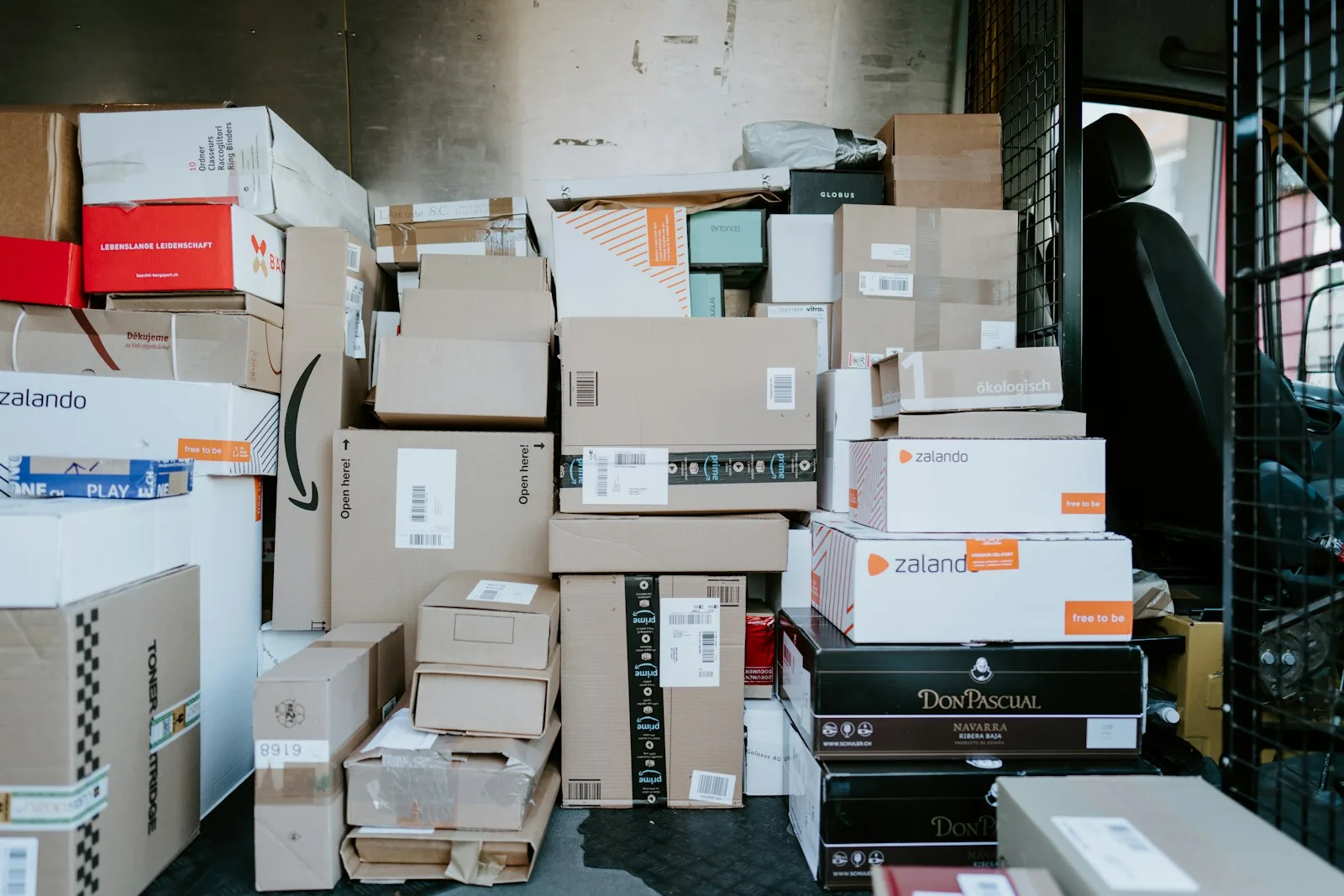 delivery truck shipping packages
