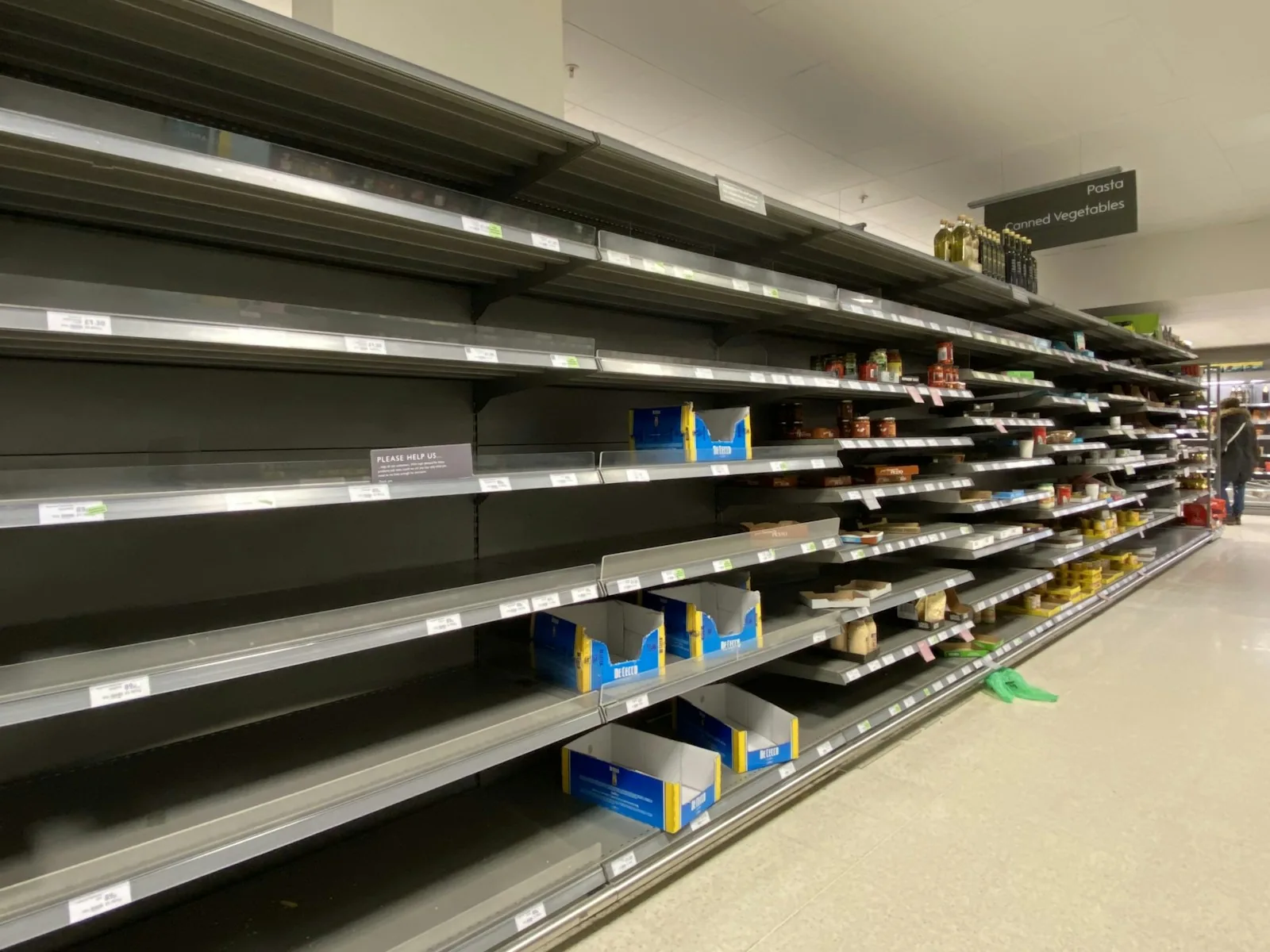 empty retail store shelves checkout