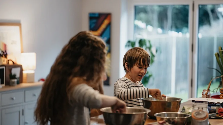 family cooking meal together kitchen