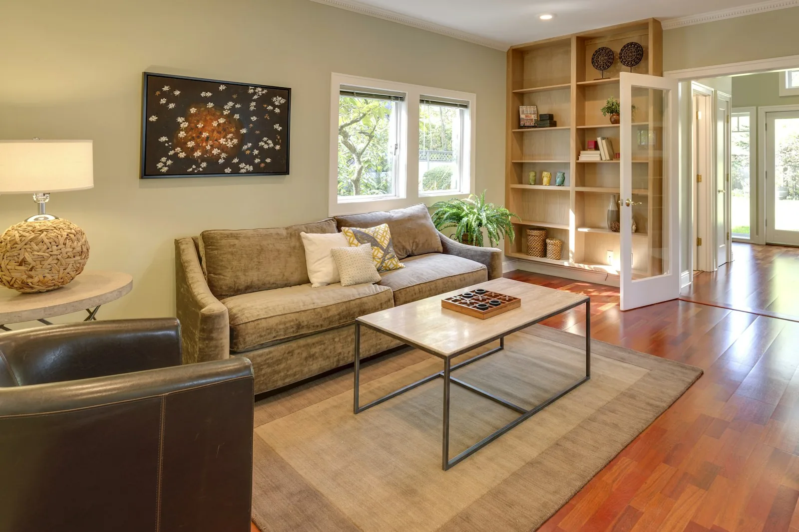 family decorating home living room