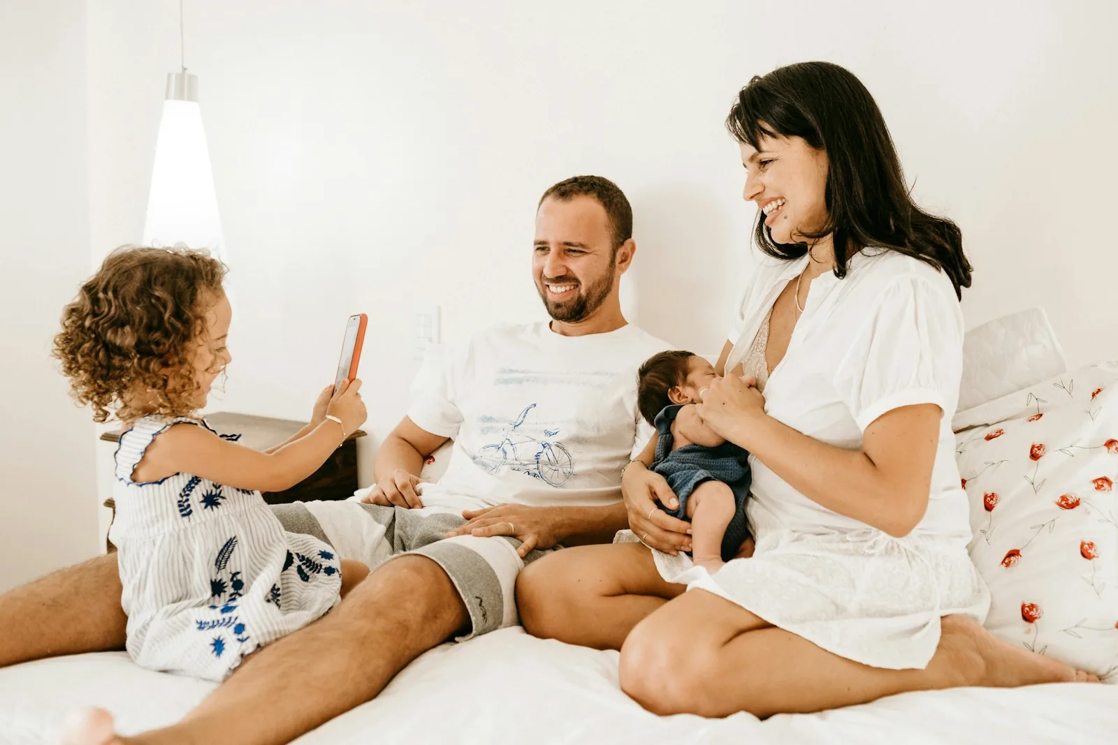 family discussing financial goals together