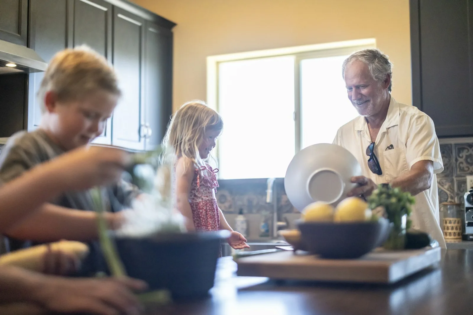 family discussing household expenses