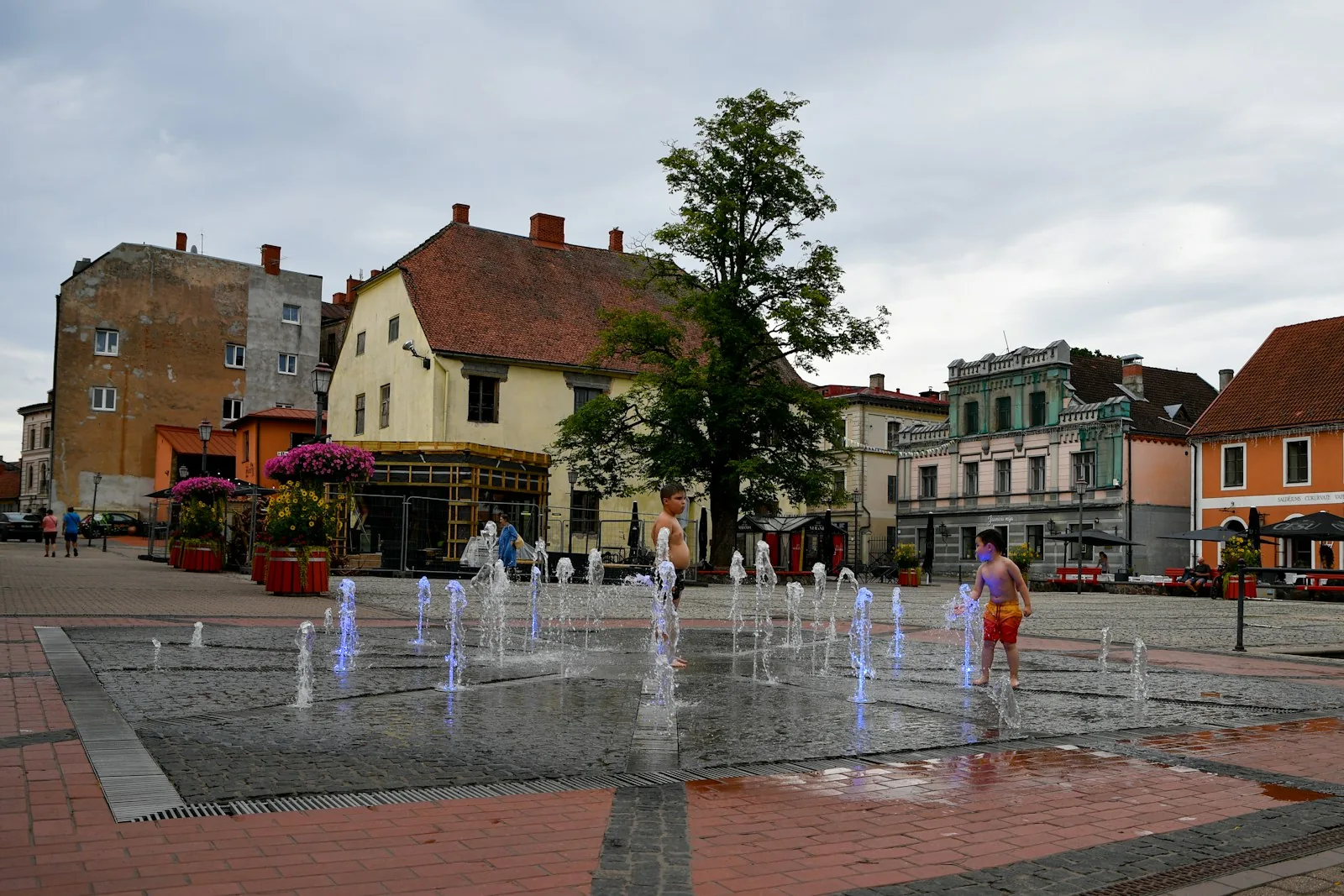 family exploring European destination