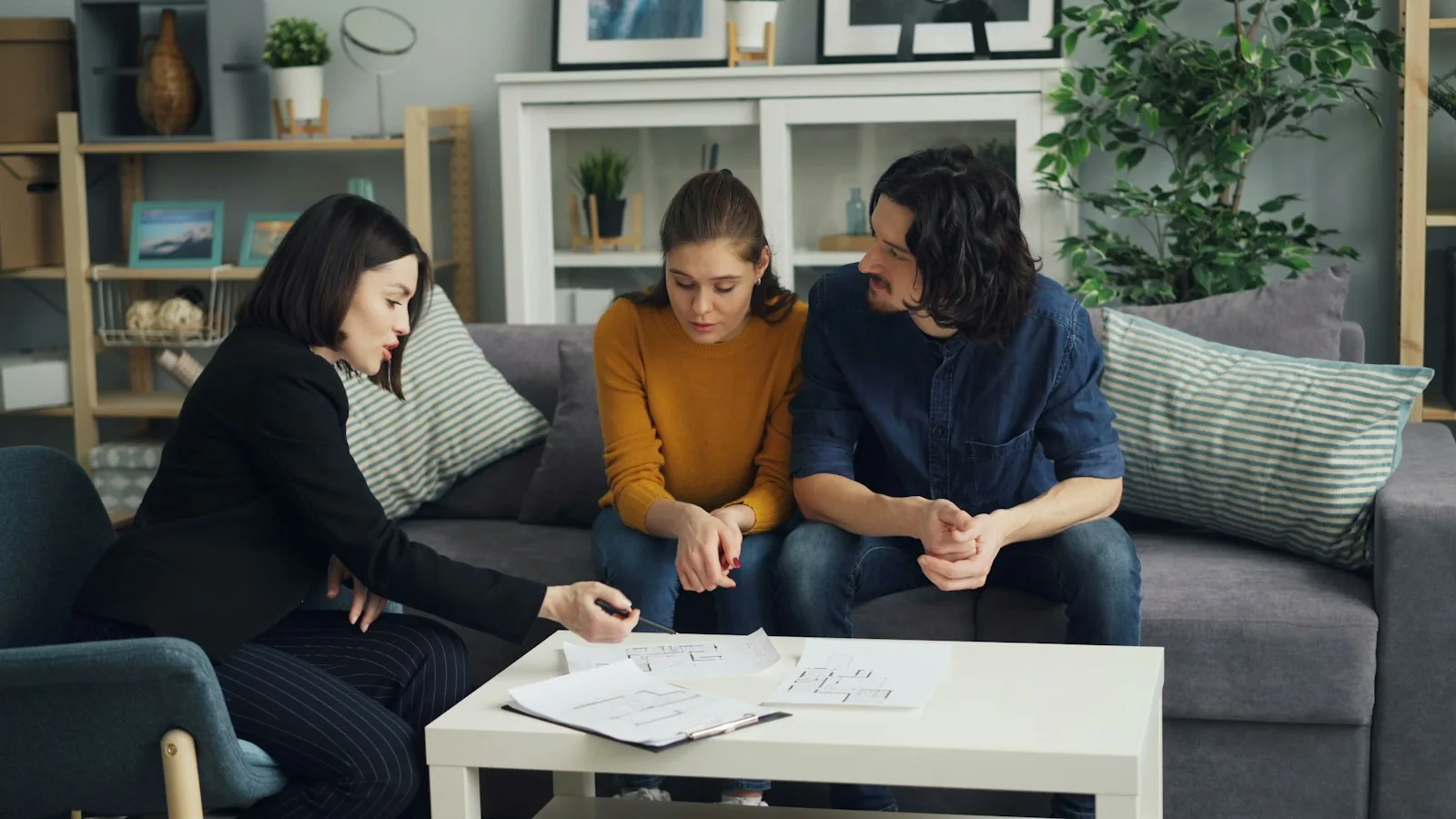 family reviewing insurance documents together
