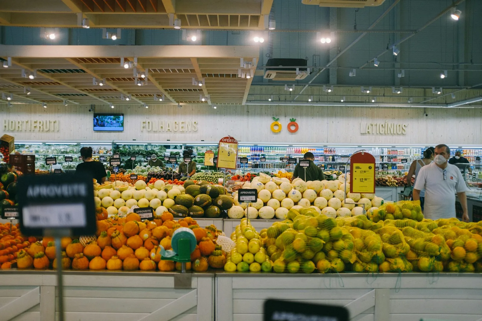 fresh produce display supermarket