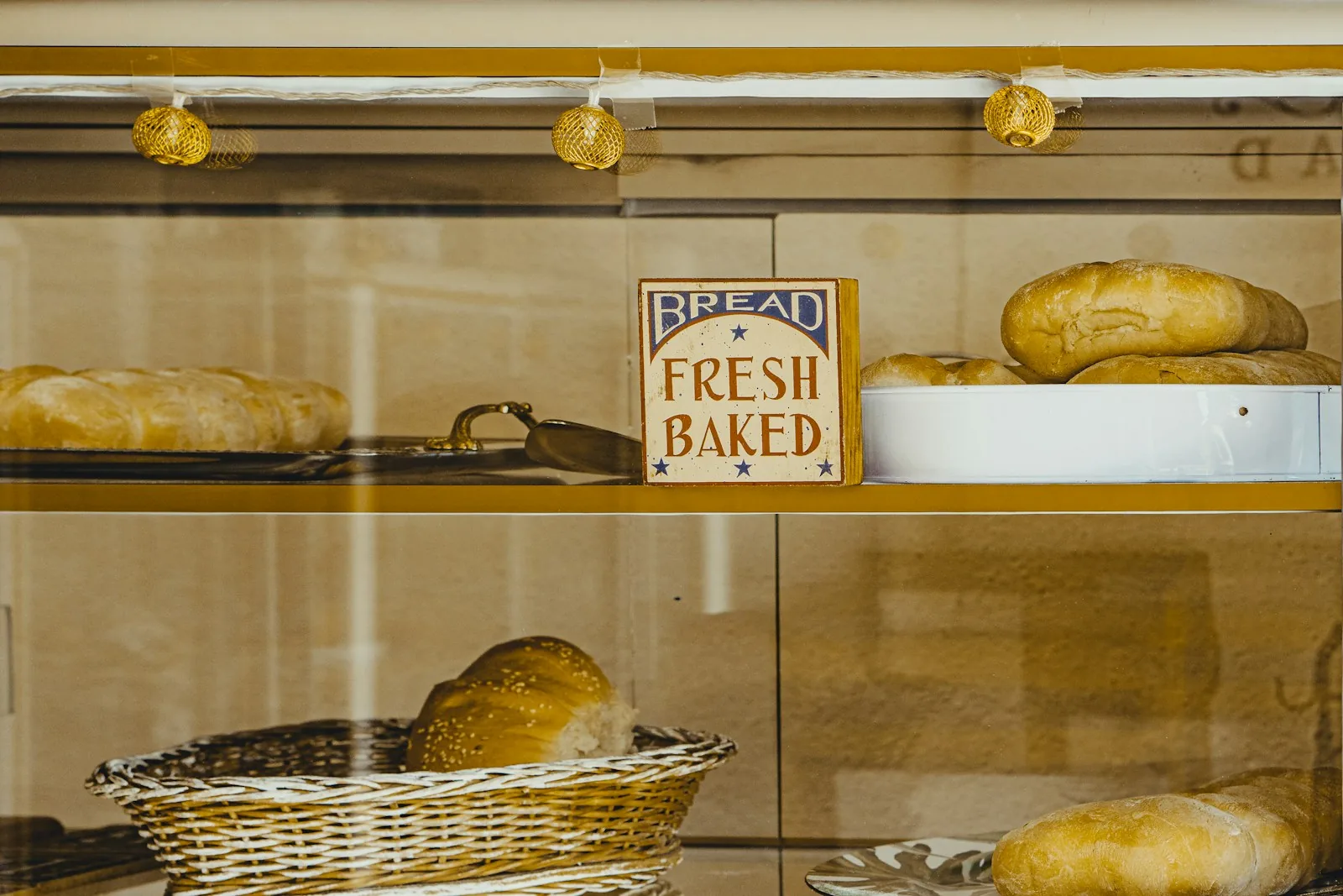 grocery bakery display fresh bread
