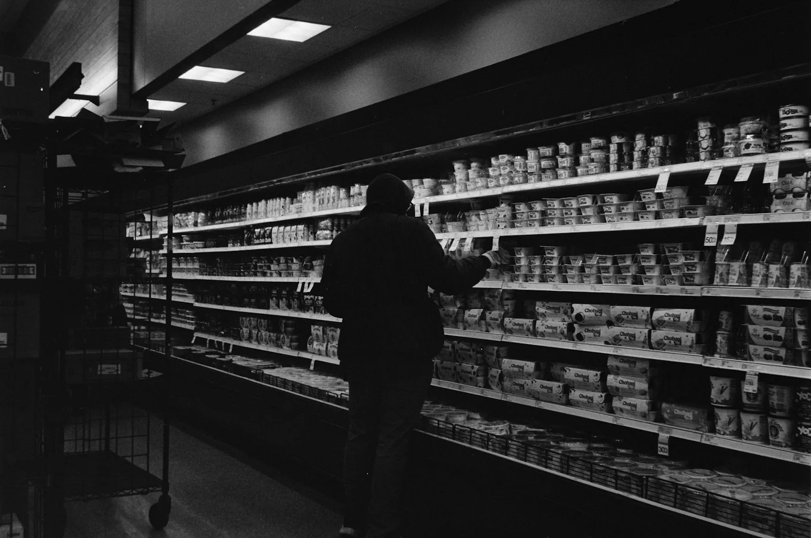 grocery shopping cart supermarket aisle