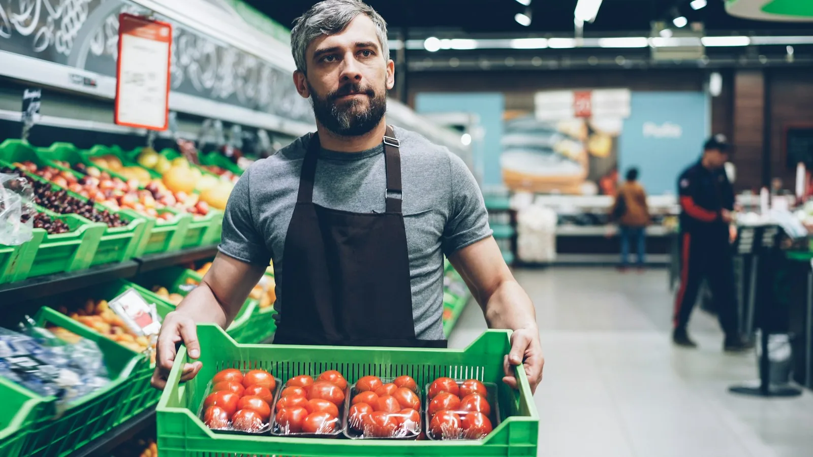 grocery store worker in uniform