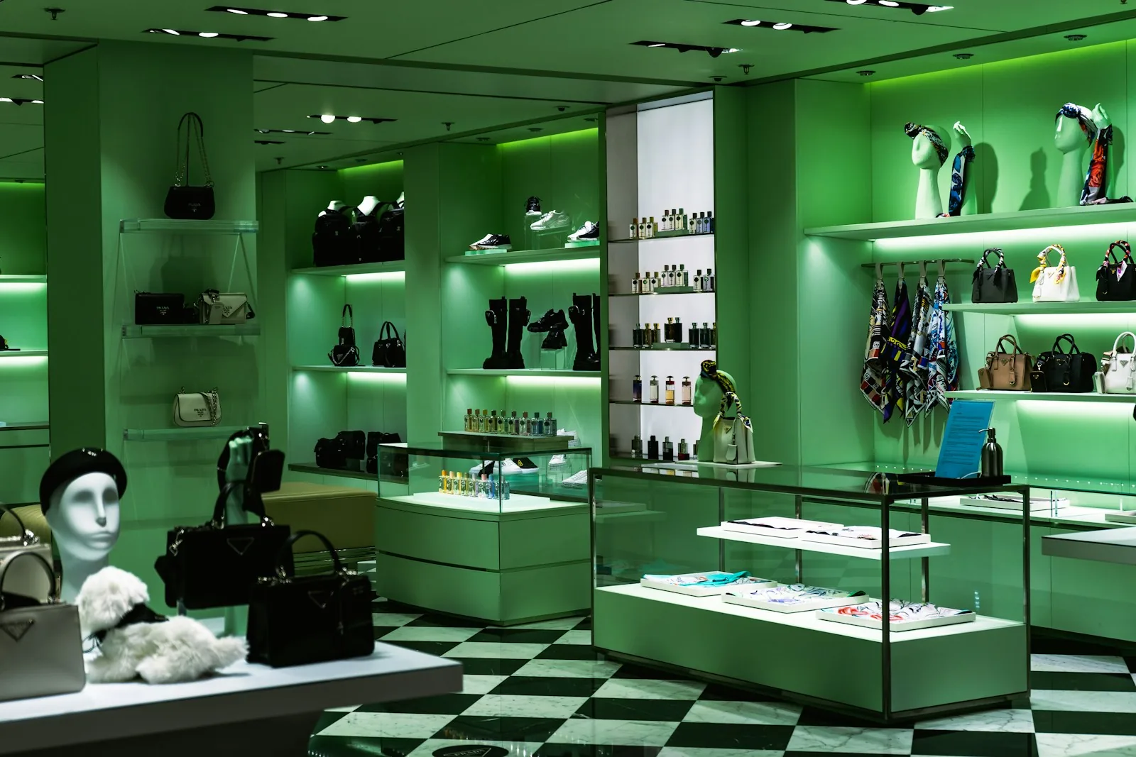 luxury designer handbags display