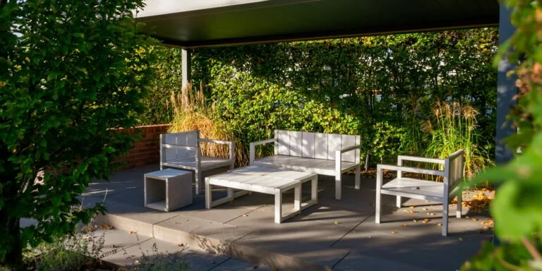 outdoor furniture on modern patio
