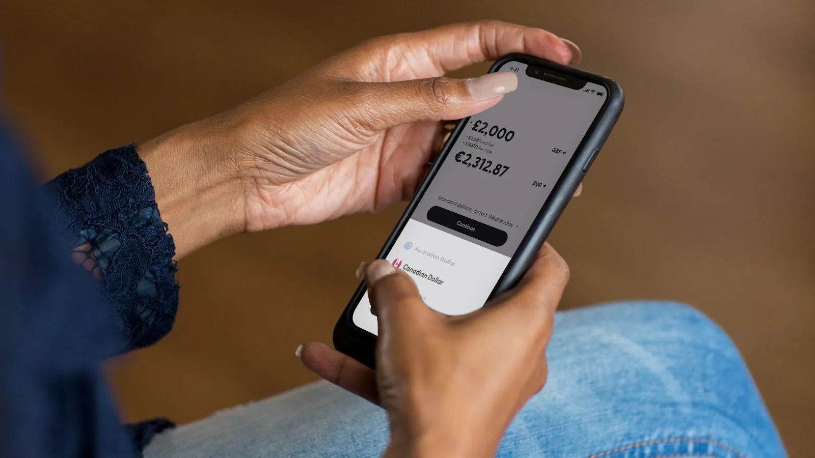 person checking credit card rewards app