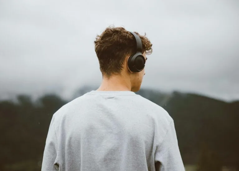 person wearing wireless earbuds lifestyle