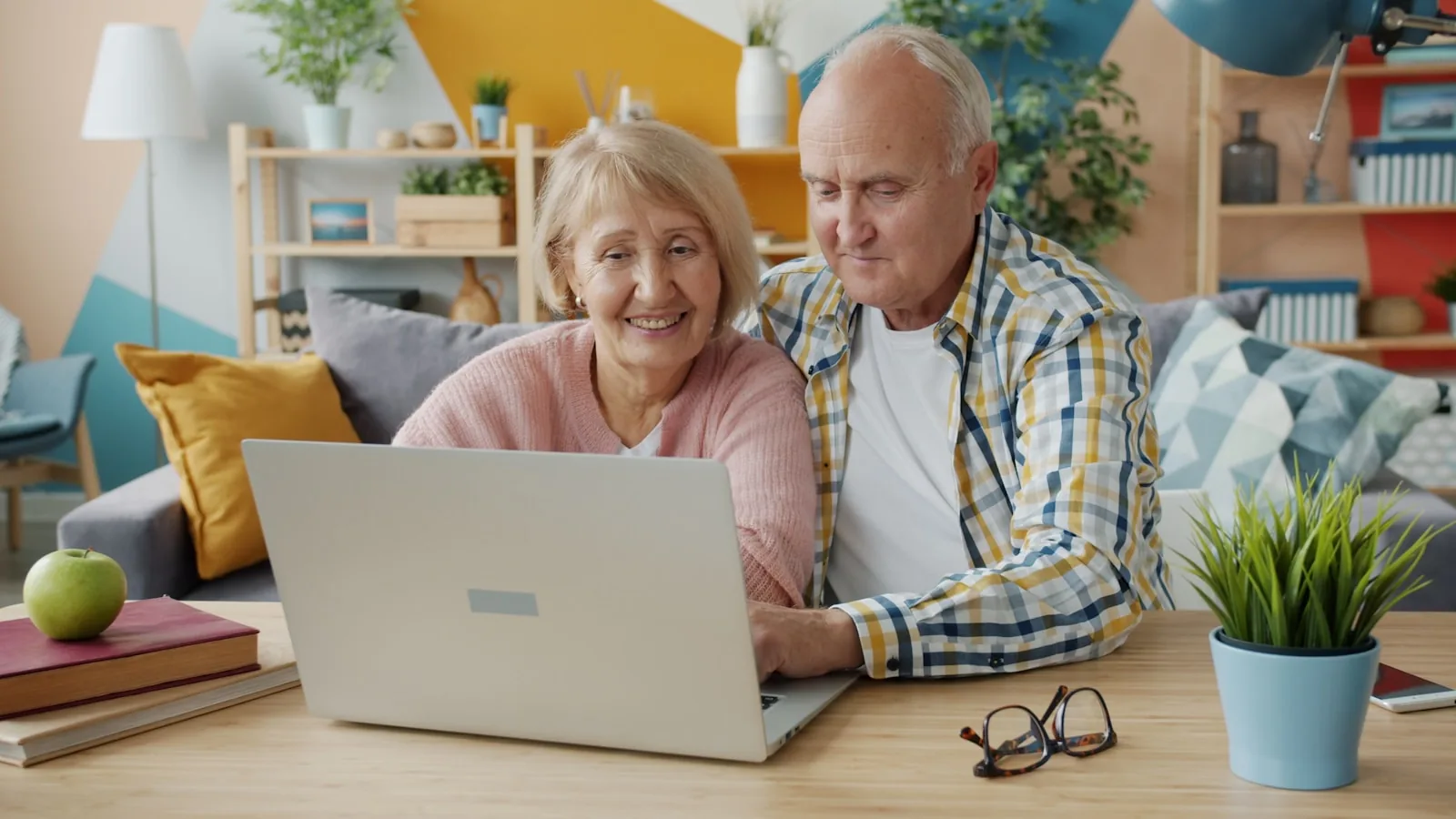 senior couple reviewing finances