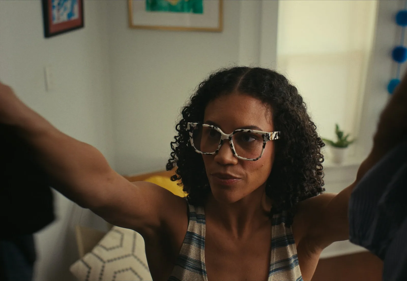 shopper trying on eyeglasses at home