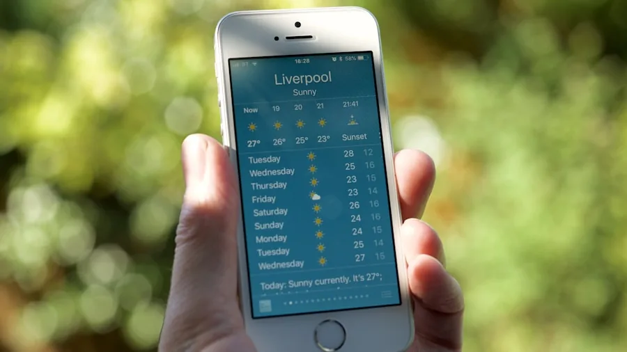 weather forecast app on smartphone