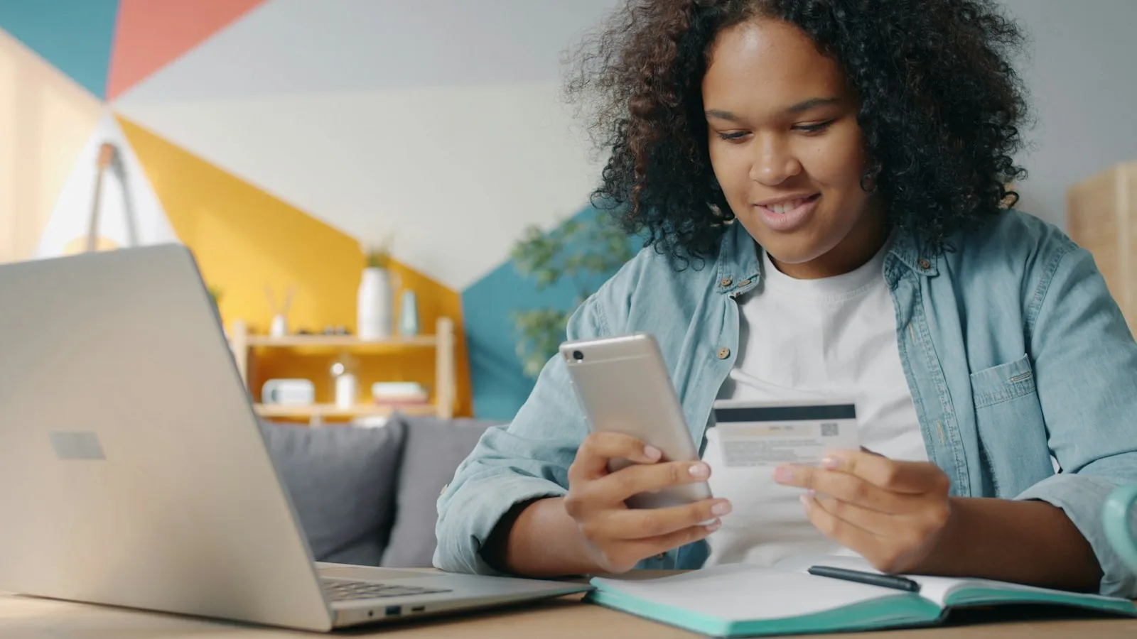 woman reviewing credit card bill budget